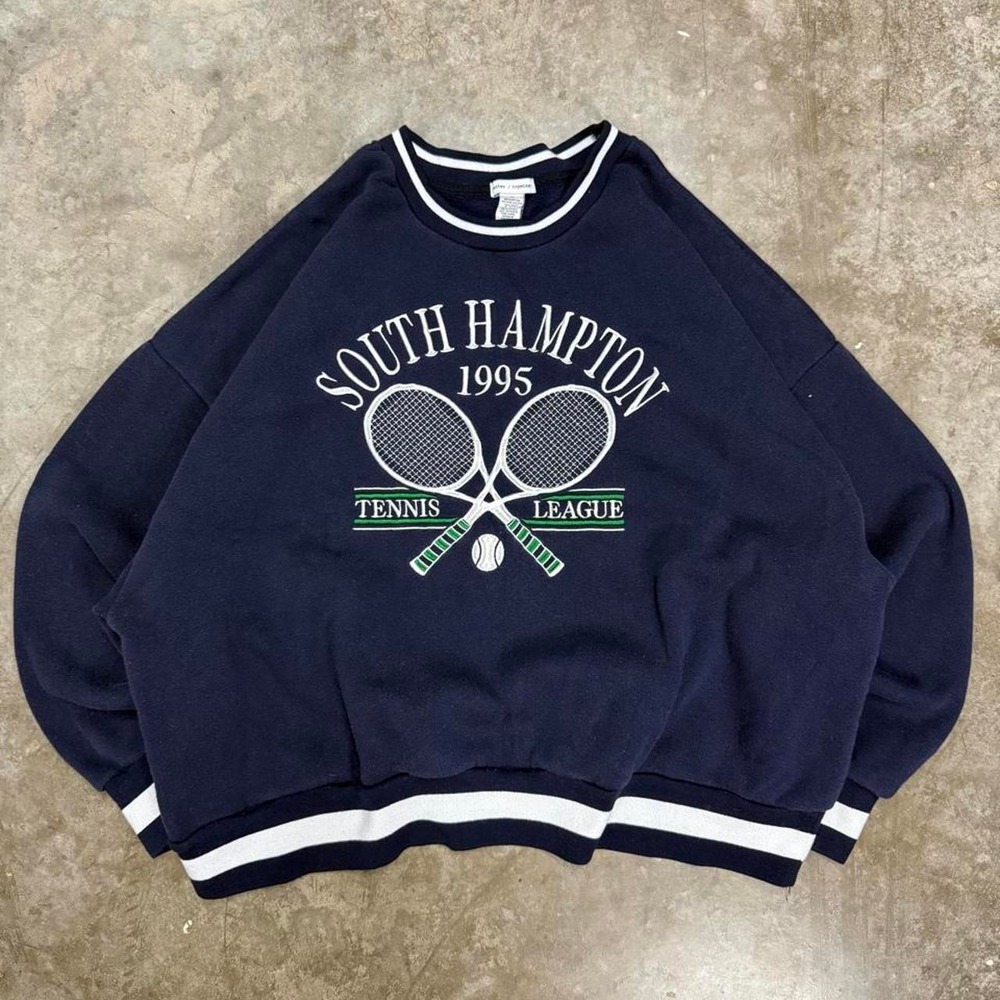 Better Together South Hampton 1995 Embroidered Sweatshirt Navy XL Y2K Tennis